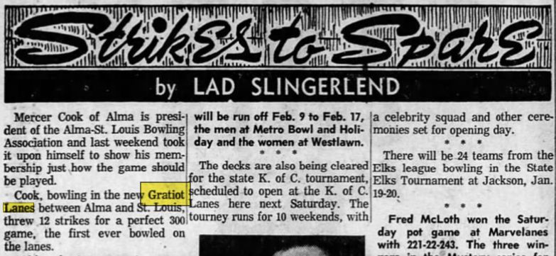 Gratiot Lanes - Jan 1963 Column